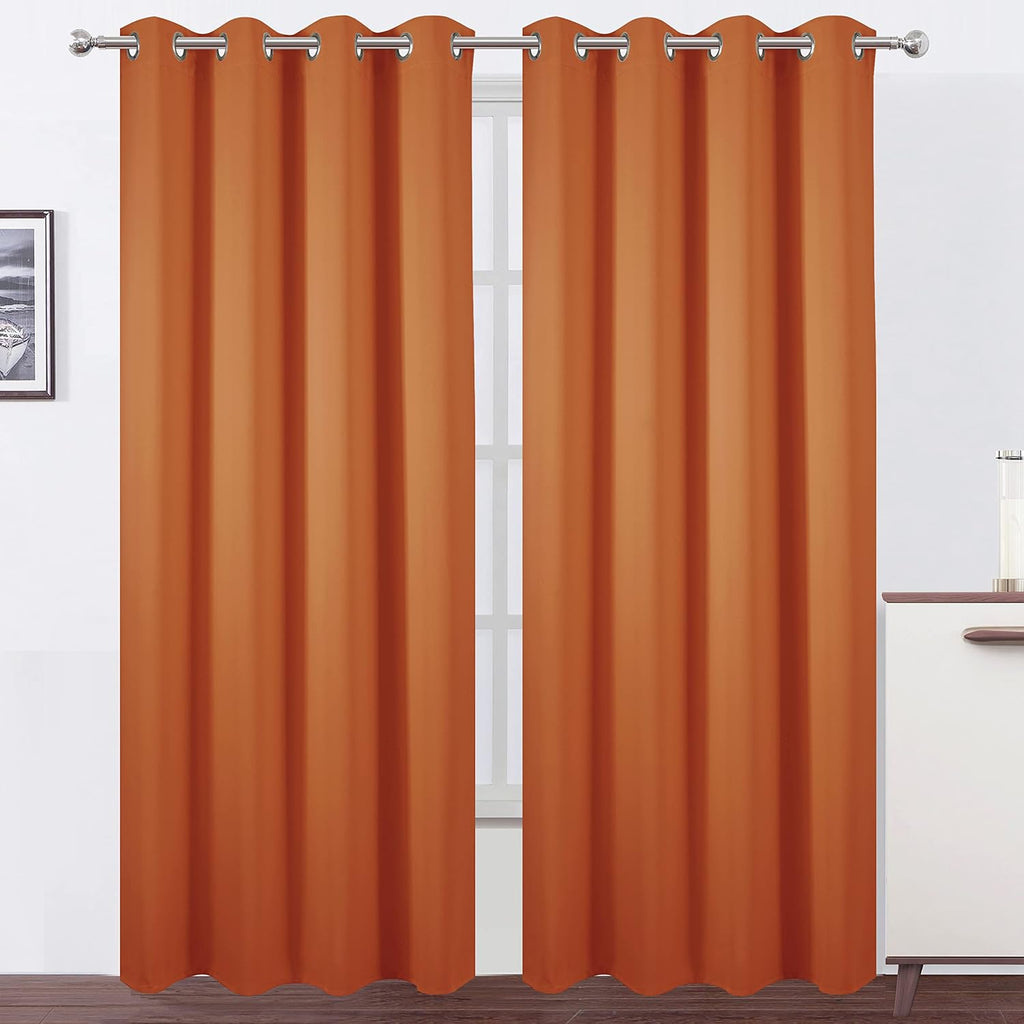 Lemomo Blackout Curtains 52 x 95 inch/Orange Curtains Set of 2 Panels/Thermal Insulated Room Darkening Bedroom Curtains 95 inch silver