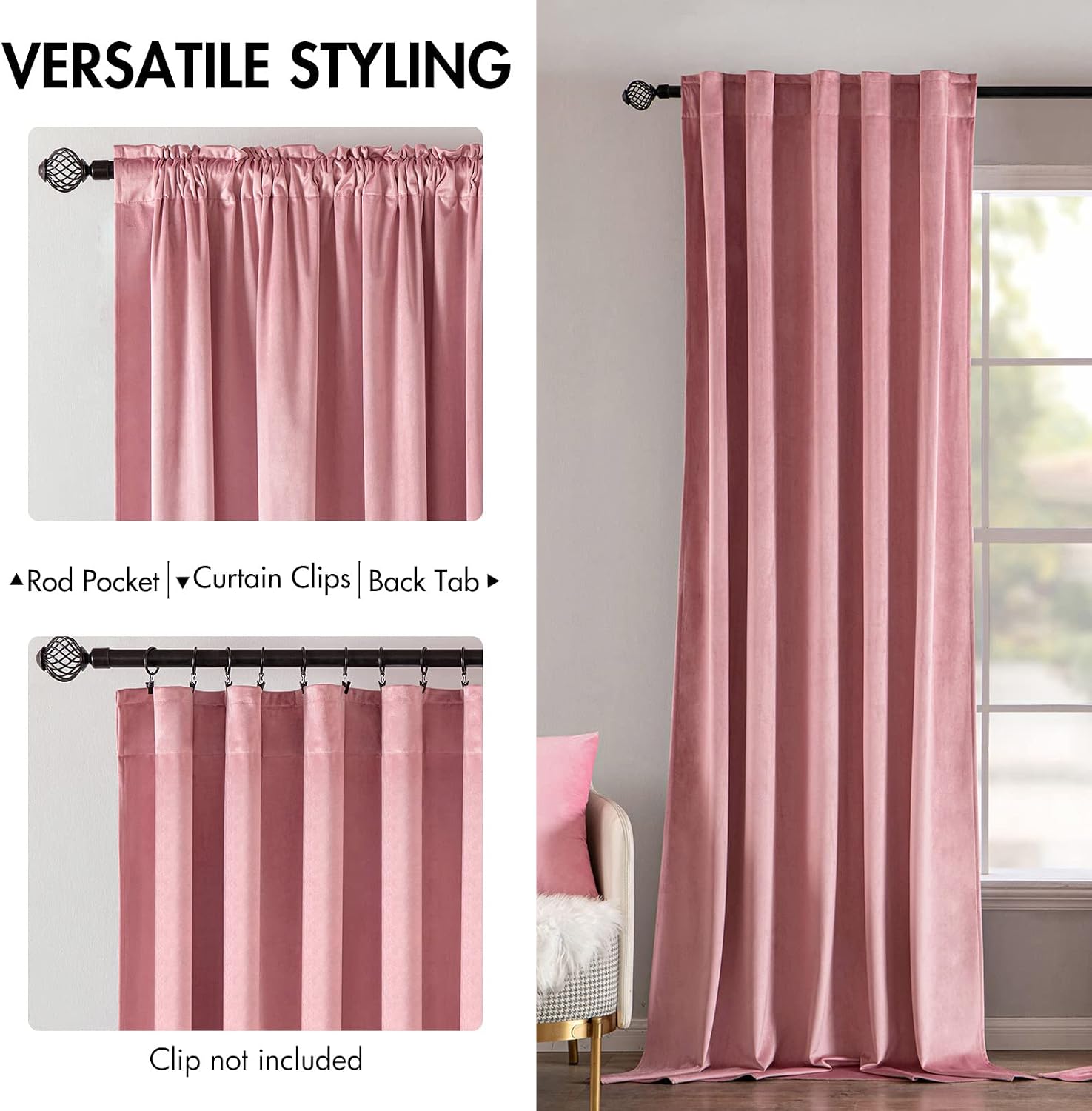 Miulee Velvet Curtains 96 inches 2 Panels - Luxury Blackout Curtains for Girls Bedroom Nursery Living Room Thermal Insulated Super Soft Win…