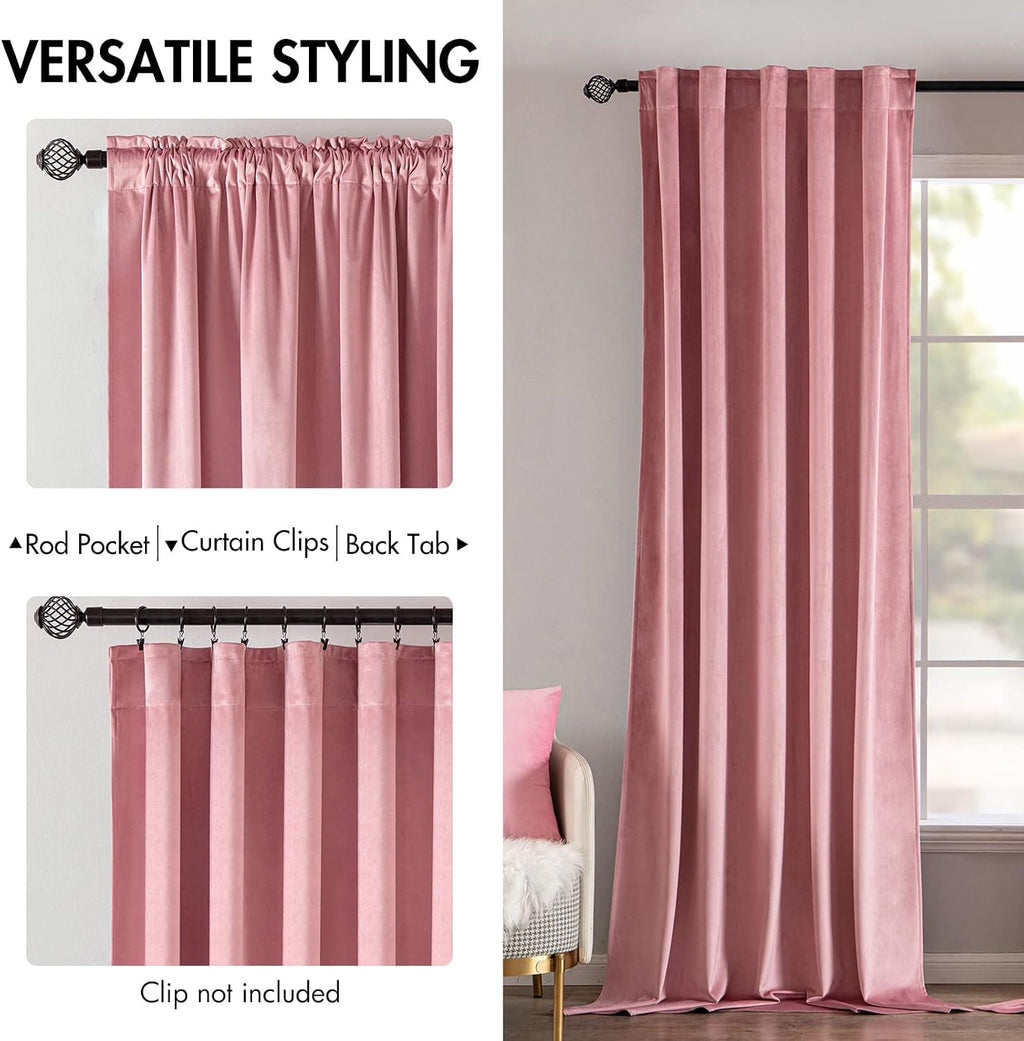Miulee Velvet Curtains 90 inches 2 Panels - Luxury Blackout Curtains for Girls Bedroom Nursery Living Room Thermal Insulated Super Soft Win…