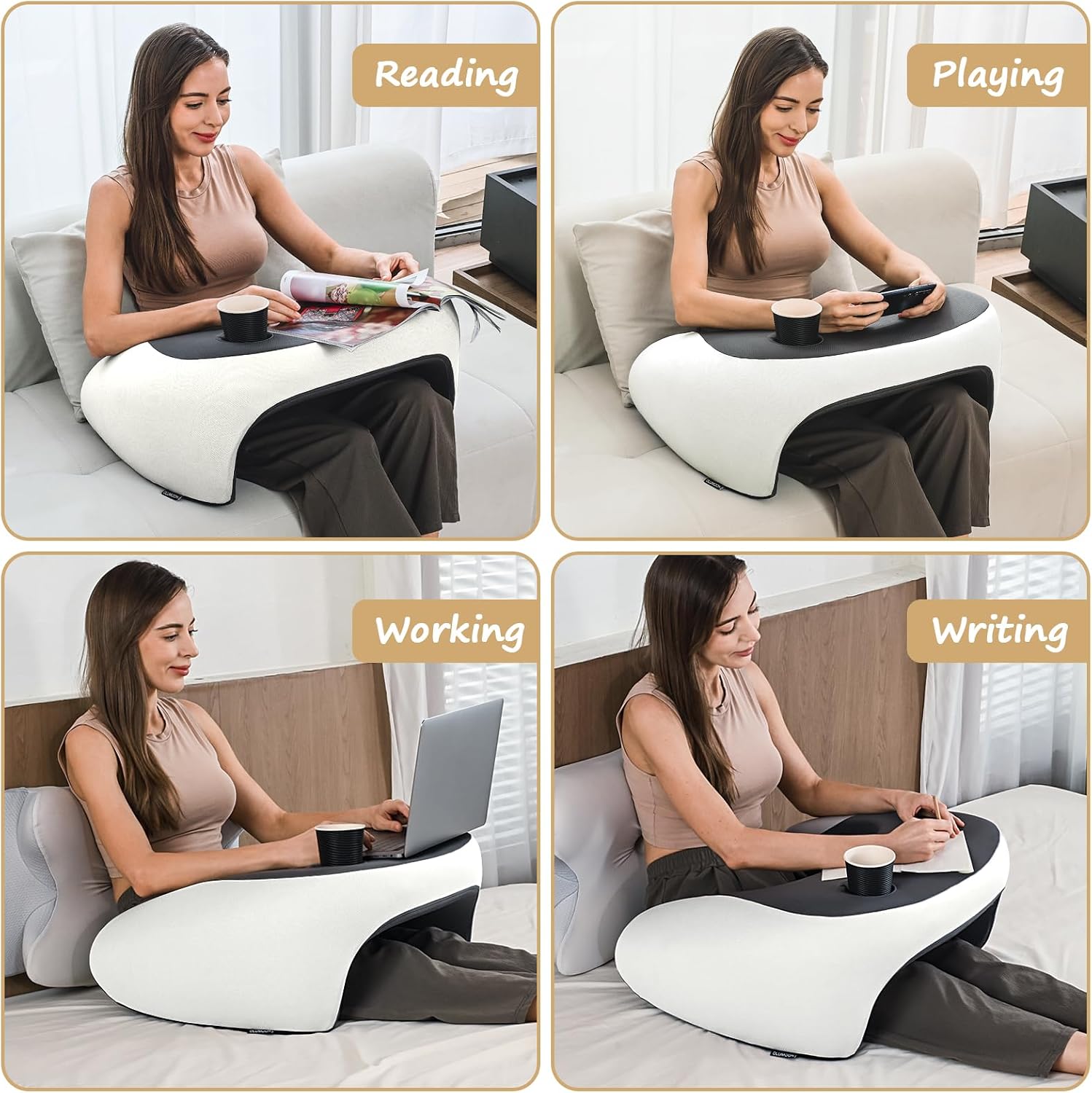 Olumoon Reading Pillow, Lap Desk Pillow for Adult, Gaming Pillow Memory Foam for Arm Support, Arm Rest for Working, Crocheting, Playing…