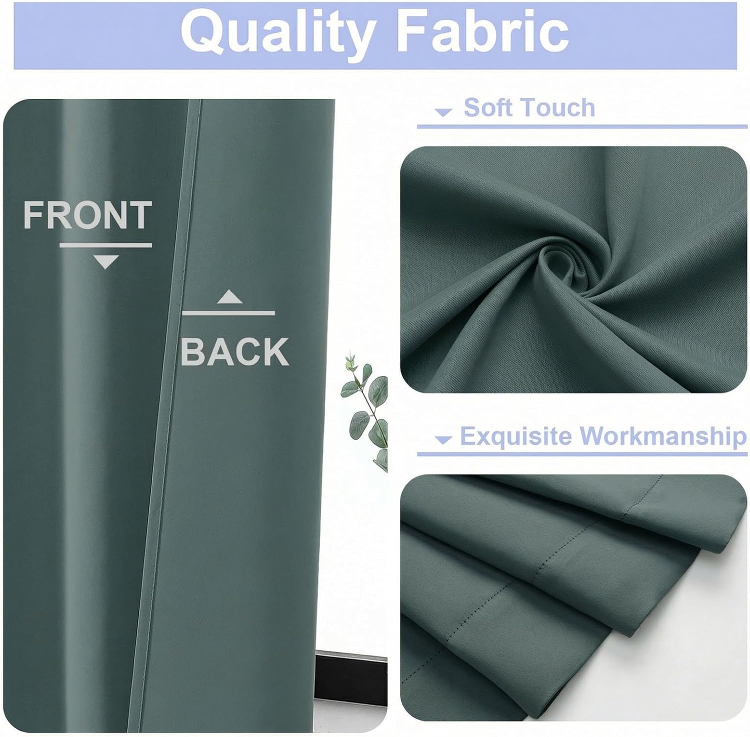 Simplebrand Ava Dark Green Short Blackout Curtains for Bedroom 45 Inches Long 2 Panels Set, Solid Thermal Insulated, Energy Saving Window T…