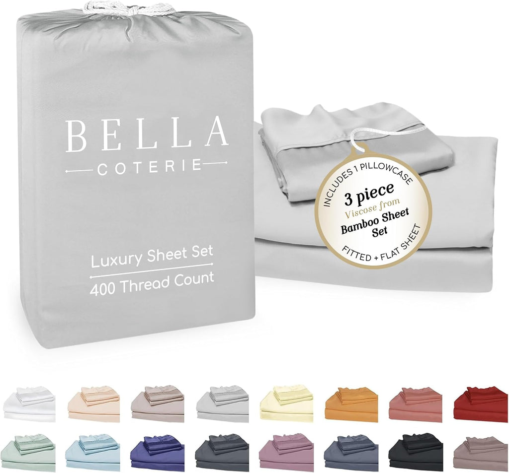 Bella Coterie Luxury Bamboo Viscose Twin XL Size Sheet Set | 100% Organically Grown | Ultra Soft | Cooling for Hot Sleepers | 18" Deep…