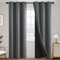 SimpleHome 100% Blackout Curtains for Bedroom, Thermal Insulated Grey Grommet Window Drapes Room Darkening Curtains for Living Room with Bla…