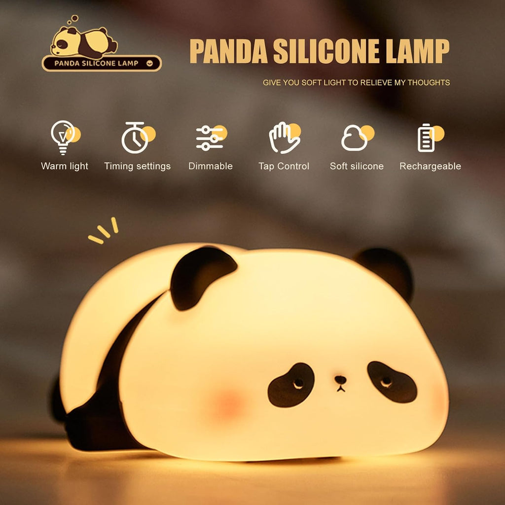 Agek Panda Night Light for Kids, Cute Panda Lamp Silicone Nursery Night Light Bedroom Nightlights USB Rechargeable Bedside Lamp for Baby Ch…