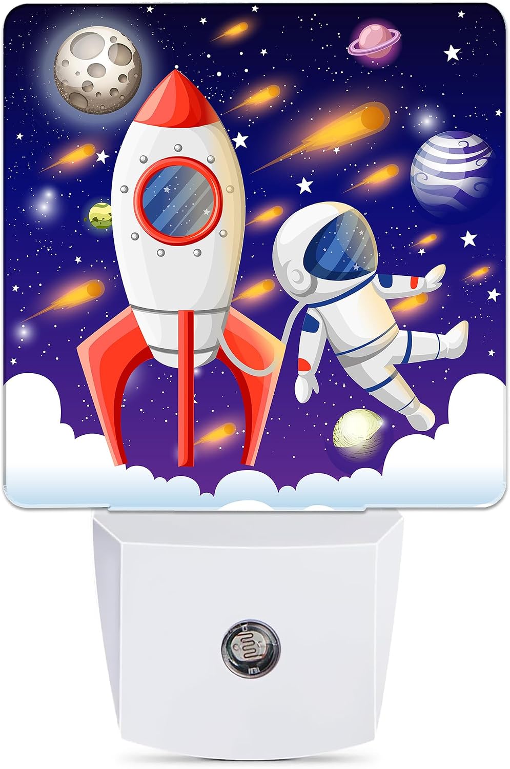 Universe Astronaut Rocket Galaxy Night Light, Dusk to Dawn Smart Sensor Nightlight for Bedroom Bathroom Kitchen Hallway Stairs Hallway…