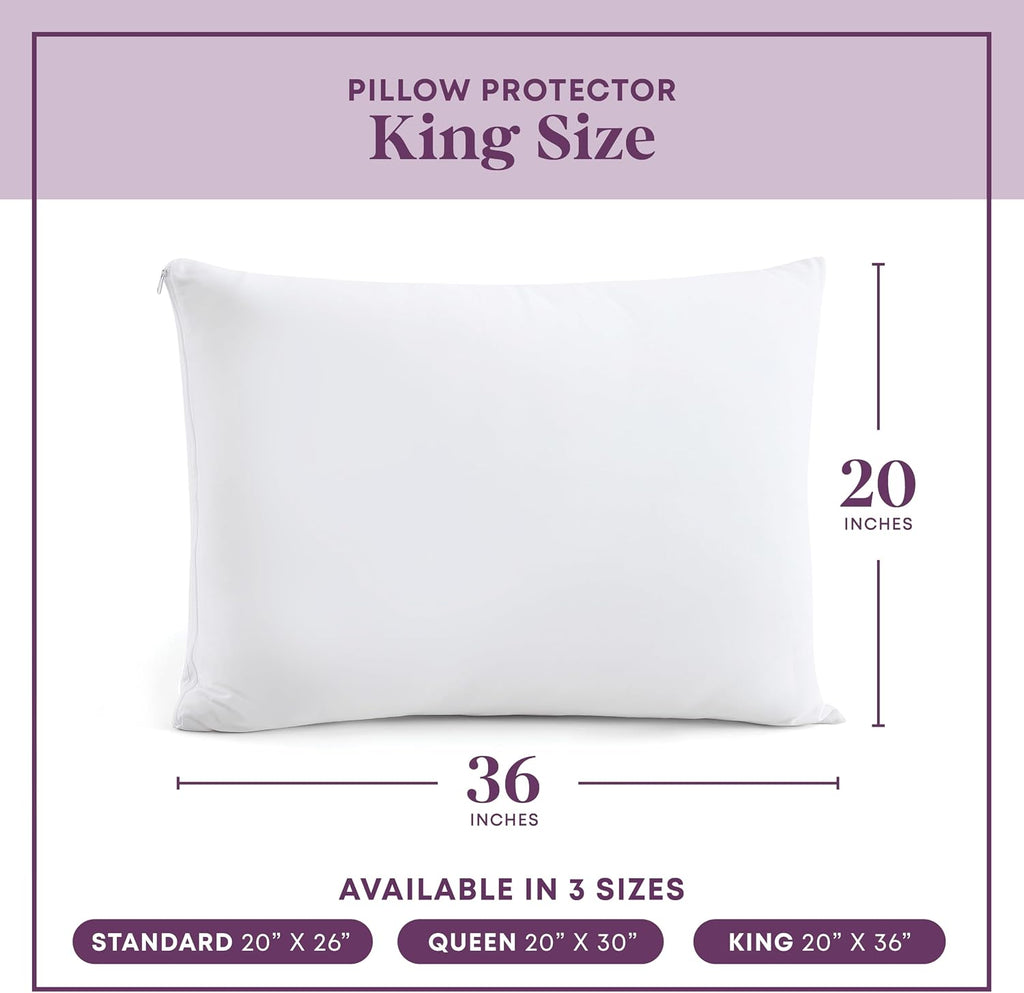 CirclesHome Pillow Protectors 8 Pack King Zippered - 100% Cotton Breathable Pillowcases - Protects Pillows from Dirt, Dust and Debris (King…