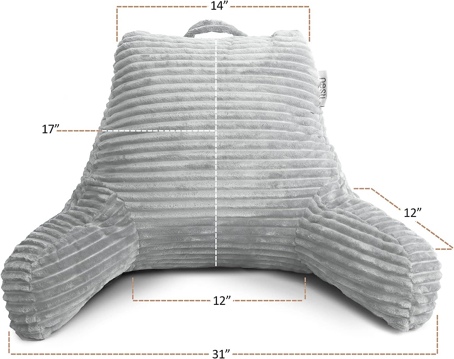 Nestl Reading Pillow with Shredded Memory Foam, Luxe Cut Plush Back Pillow for Sitting Up in Bed, Back and Arms Adjustable Support for…