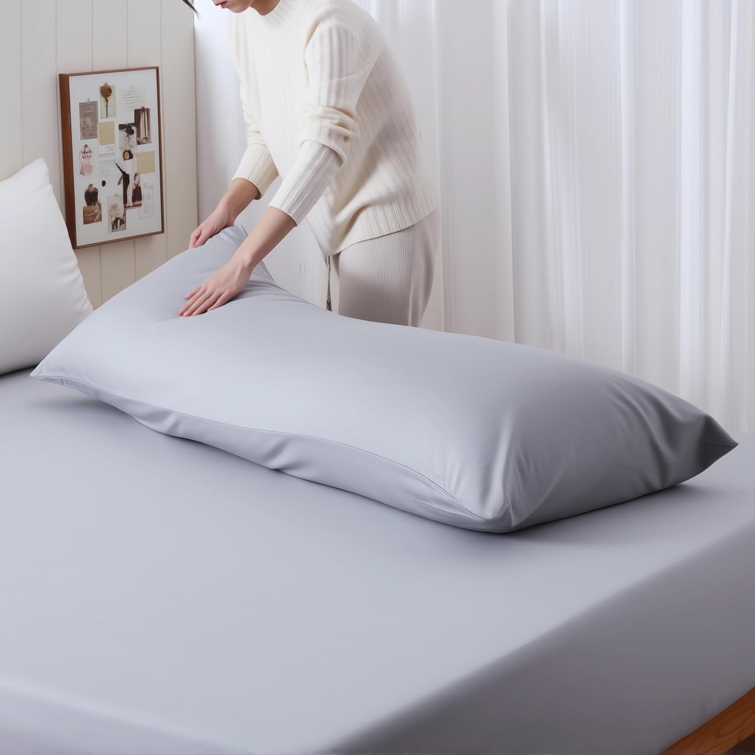 ShunjieHome Body Cooling Pillow Case, Viscose Derived from Bamboo Long Pillow Protectors, 400 TC Soft Silky Breathable Summer Body Pillowcas…