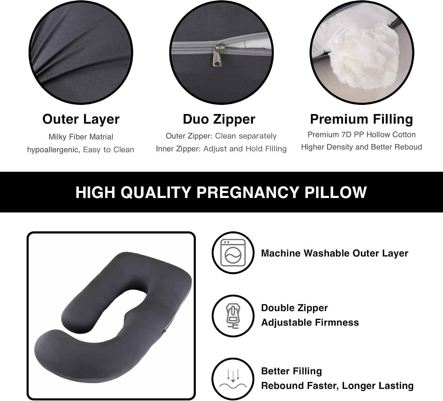 ALLOPERA Pregnancy Pillow, Full Body 57 Inch Maternity Pillow with Removable Washable Cover - Sleep Support for Legs, Back, Neck…