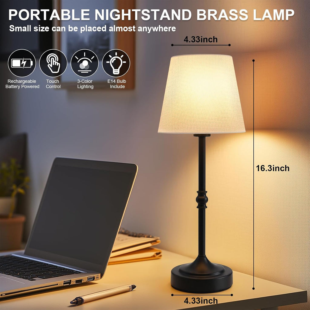 Swinerton Cordless Lamp Rechargeable LED Table Lamp, 5000mAh Battery Operated, 3 Level Brightness, Portable Night Bedside Lamp, Ambient…