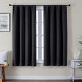 Gwine Black Blackout Curtains for Bedroom 63 Inch Length - Thermal Insulated Light Blocking Window Curtain Panels, Solid Room Darkening…