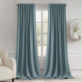 Miulee Greyish Blue Back Tab Blackout Curtain 96 Inch Long 2 Panels Set for Bedroom, Rod Pocket/Pinch Pleat Thermal Insulated Living Room D…