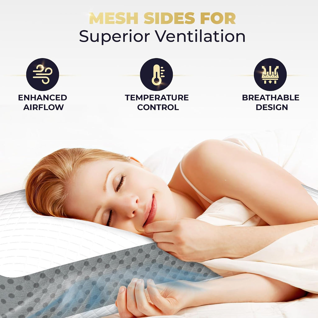 Royaltherapy Royal relaxation Memory Foam Pillow, King Neck, for Neck and Shoulder Pain, Neck, Side Sleeper, Cervical Pillow bamboo White