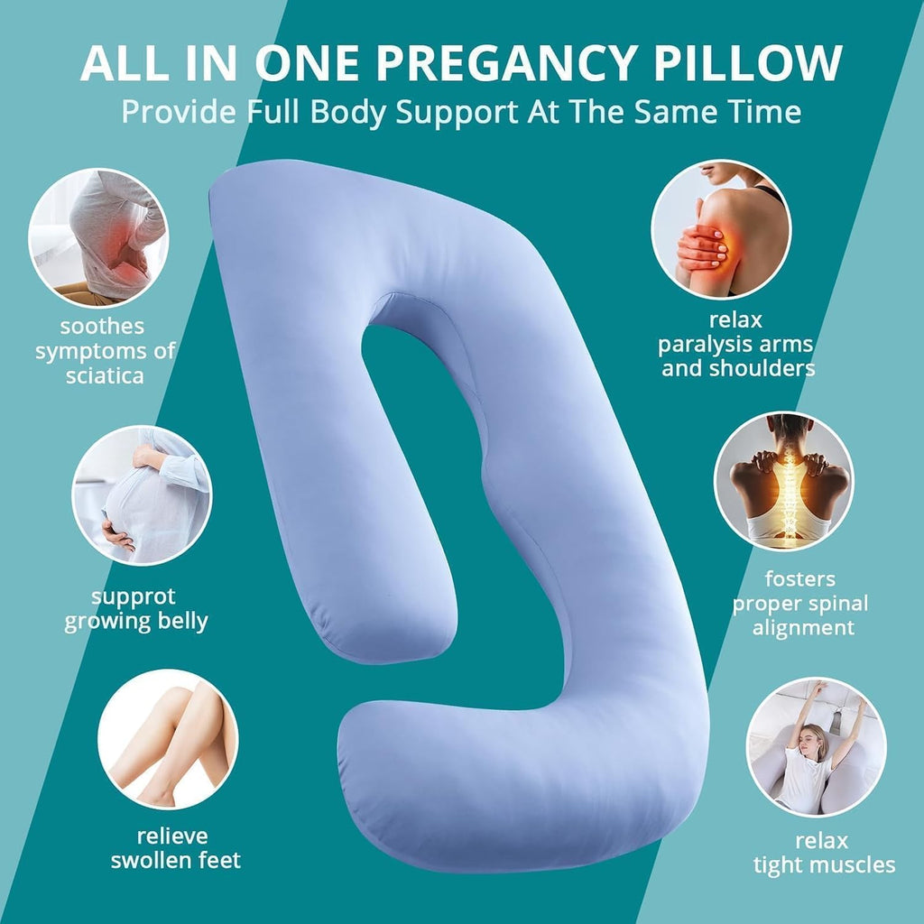 Sasttie Pregnancy Pillows for Sleeping, U Shaped Cooling Full Body Pillow with Removable Cover, Pregnant Women Must Haves, Maternity Essent…