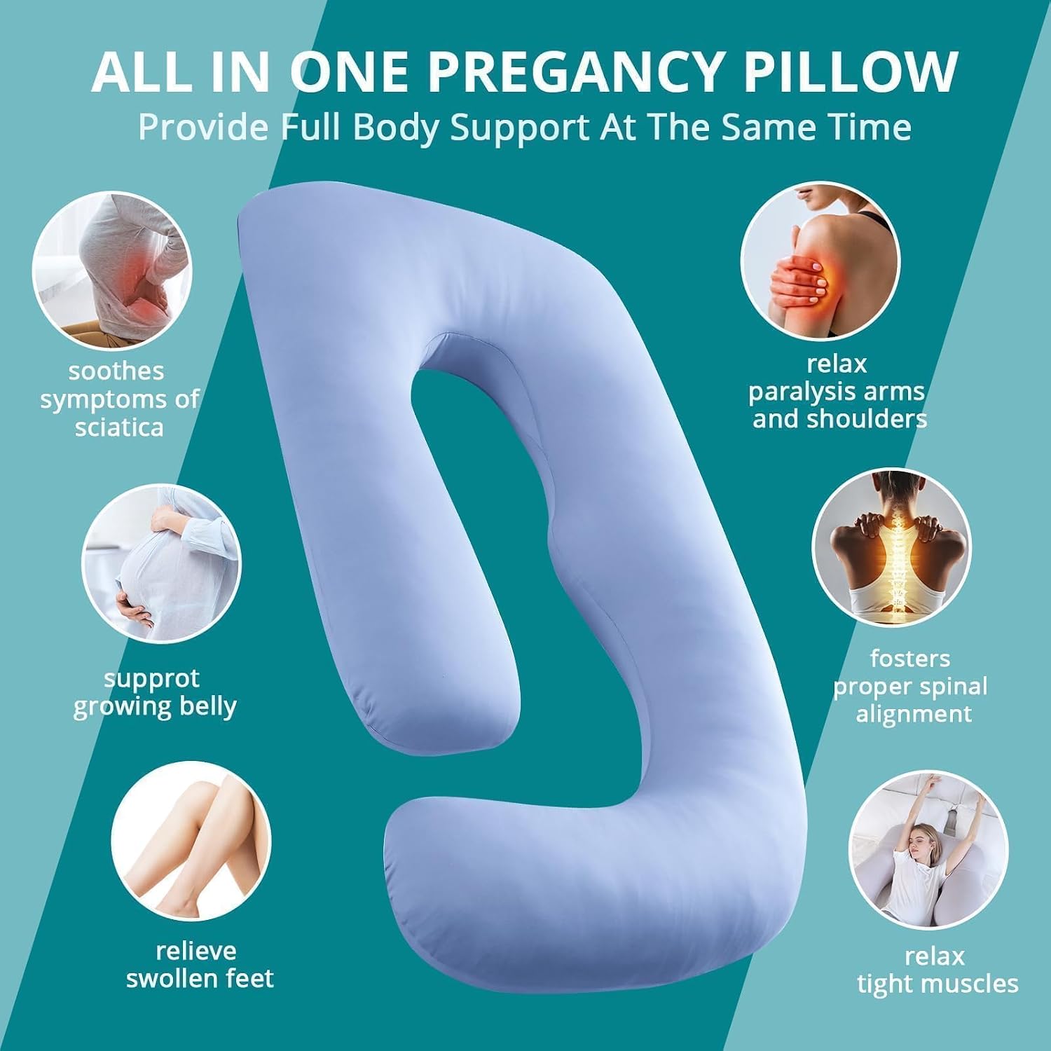Sasttie Pregnancy Pillows for Sleeping, U Shaped Cooling Full Body Pillow with Removable Cover, Pregnant Women Must Haves, Maternity Essent…