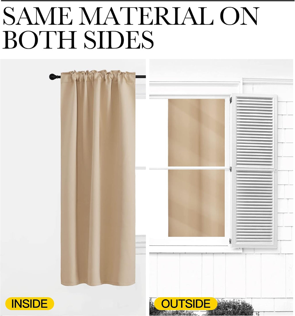 NICETOWN Window Treatment Curtains Room Darkening Drapes - (Biscotti Beige Color) 42 Width X 63 Drop Each Panel, 2 Panels Set, Thermal…