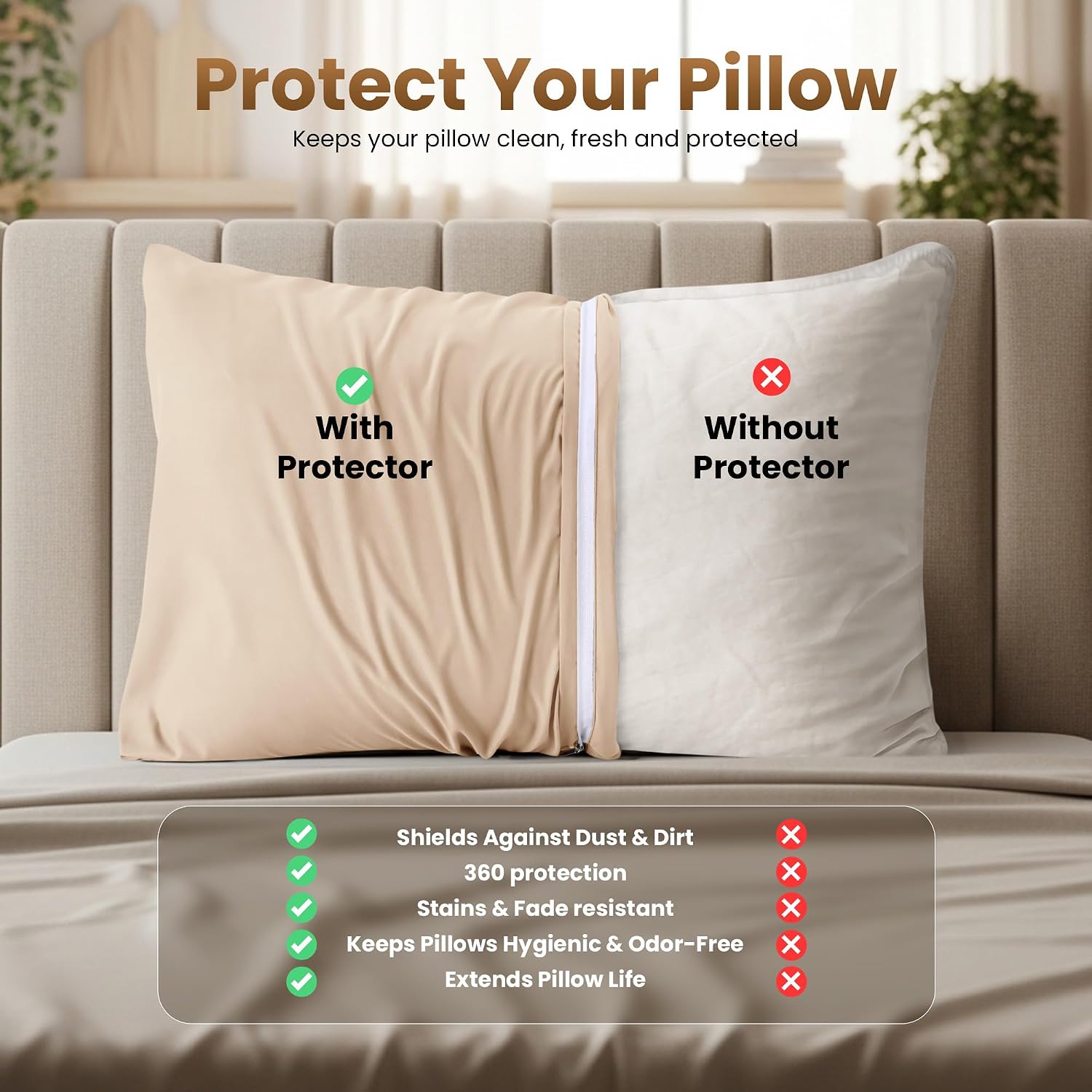 Utopiabedding Utopia Bedding 4 Pack Pillow Protectors with Zipper Queen Size, Soft Brushed Microfiber Fabric Pillow Cases, Shrinkage and Fa…