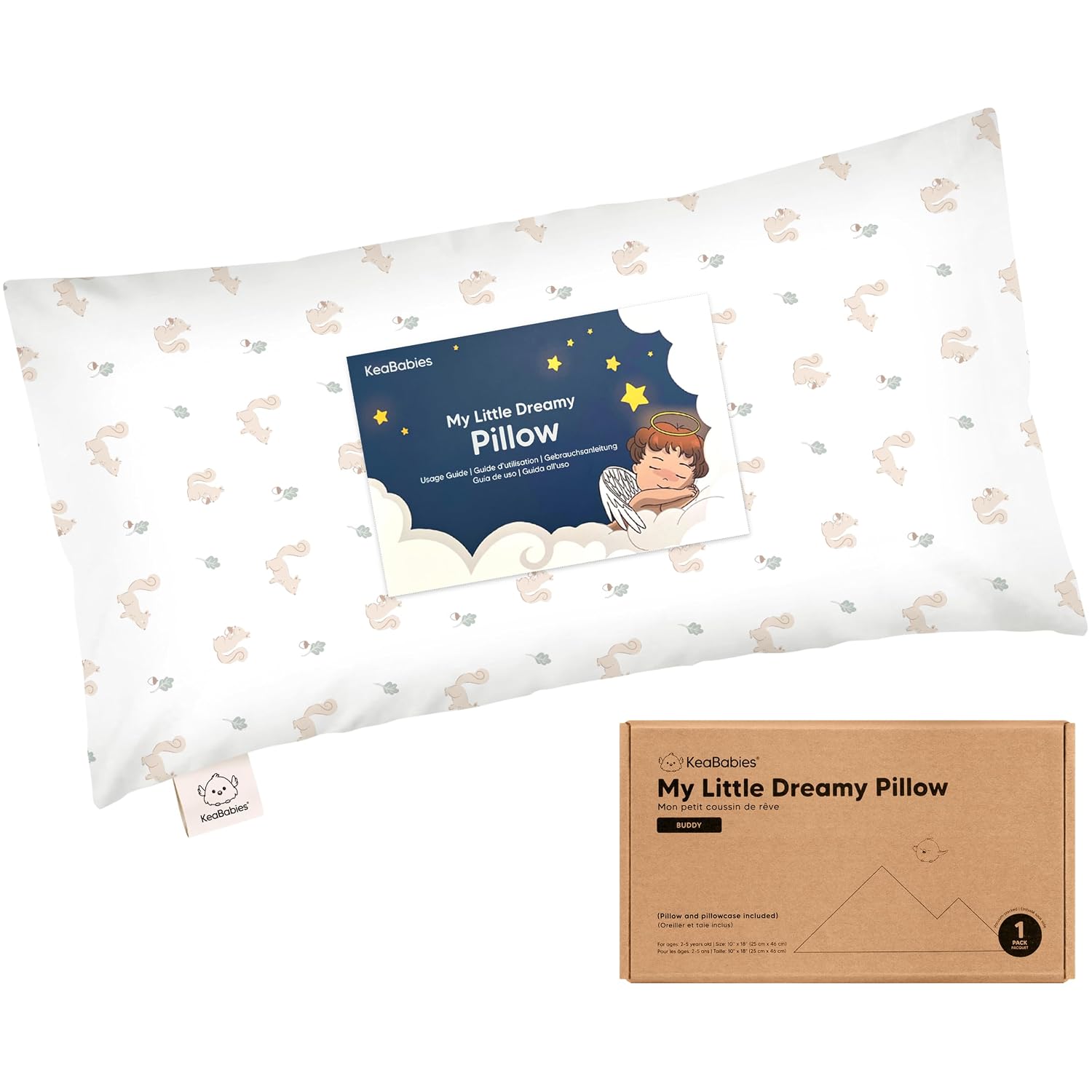 Toddler Pillow with Pillowcase - 10x18 My Little Dreamy Kids Travel Bed Pillows for Sleeping, Organic Cotton Small Pillowcase, Soft &…