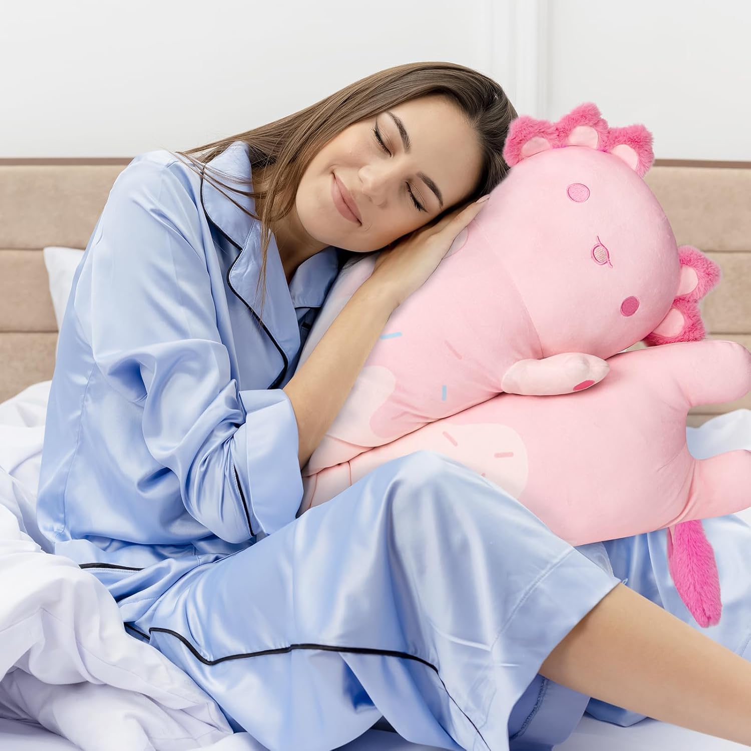 Mewaii Long Axolotl Plush 5 Sizes, 120% Extra Filling Giant Plushness Kids Body Pillow, Kawaii Cute Pink Axolotl Stuffed Animals…