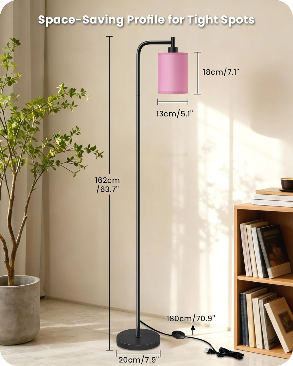 Dimmable Floor Lamp for Living Room with Remote and Foot Switch, Modern Standing, Corner Lamp,10W Bulb 3 Color Temperatures, for Bedroom…