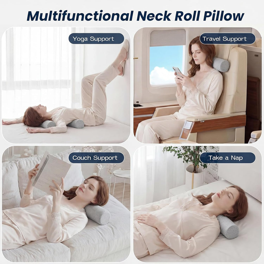 Forcanby Neck Roll Cervical Pillow for Neck - Memory Foam Neck Pillow for Bed | Round Neck Pillows for Sleeping (Grey, X-Small - 3.5" H) co…