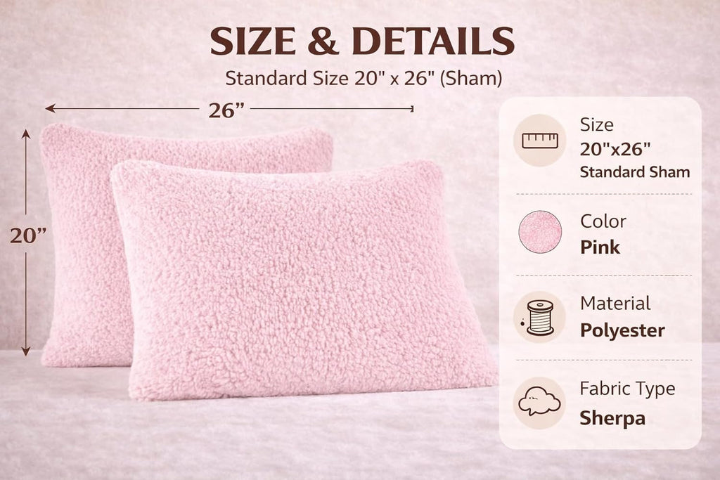 Reafort Sherpa Pillowcases Set of 2, Plush Fleece Standard Pillow Covers 20" x 26" with Zipper Closure, Fluffy Ultra Soft Cozy Pillowcases…