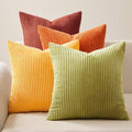 Topfinel Fall 20x20 Set of 4 Couch Decorative Pillow Covers, Modern Burnt Orange Yellow Green Gradient Corduroy Throws Pillow Case, Rustic We…