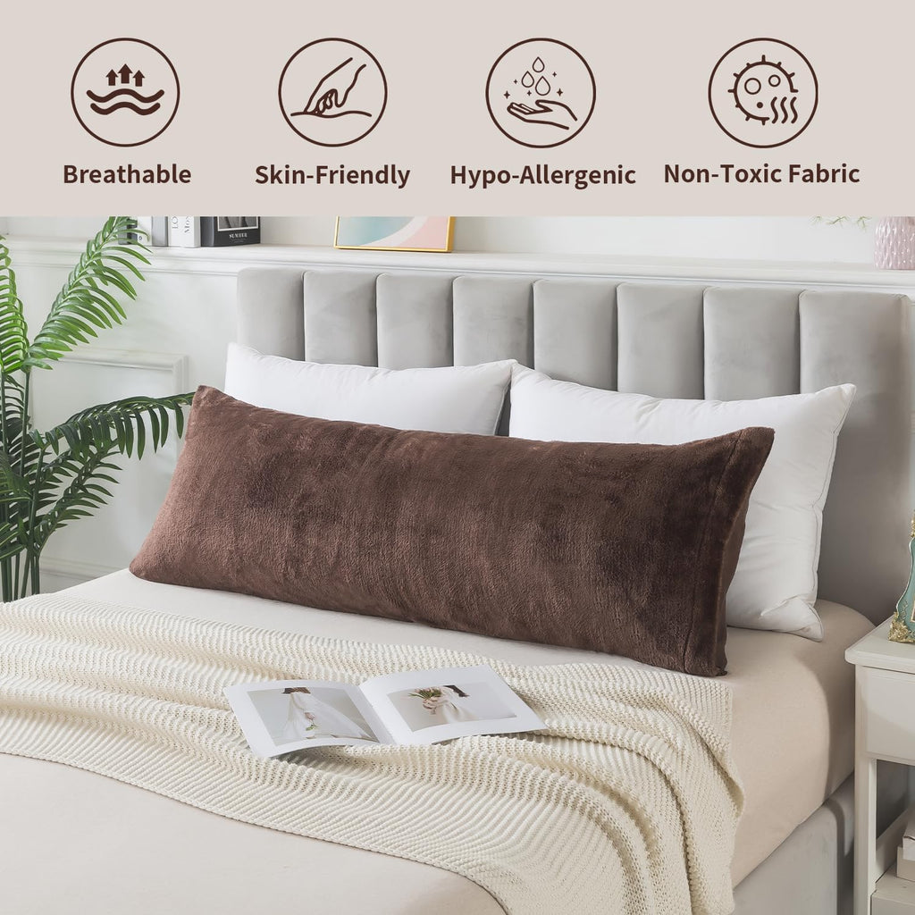 WhatsBedding Memory Foam Body Pillow with Plush Fuzzy Cover, Full Body Pillow for Adults, Long Pillow for Sleeping, Soft Pillow Fluffy…