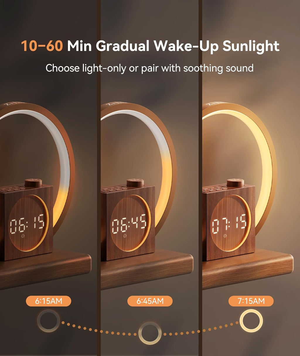 Dreamegg Sunrise Alarm Clock - Sound Machine for Sleep, 12 Ambient Colors &20-Level Dimmable Night Light, 25 Soothing Sounds, White Noise M…