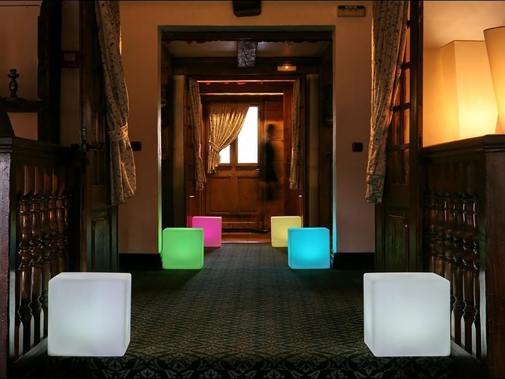 Mr.Go 16-Inch Rechargeable LED Cube Chair Light, 16 RGB Colors Glow Cube Seat w/Remote, Waterproof LED Cube Table, Color Changing Cubes…