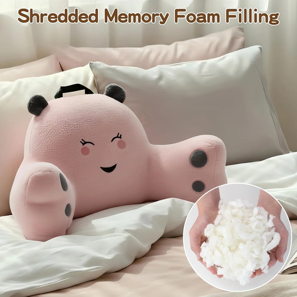 Ajicong Reading Pillow for Sitting in Bed Couch Teens/Adult, Back Rest Pillow for Sitting Up in Bed with Shredded Memory Foam, Includes Arm…