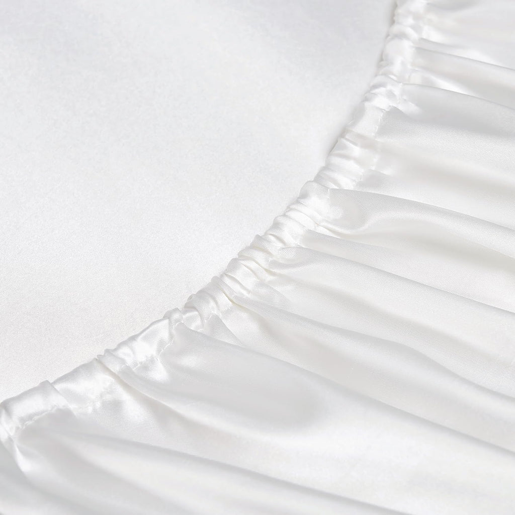 Golal Satin Sheets California King Size - 4 Pieces Luxury Silky Soft Bed Sheets, Wrinkle-Free White Satin Silk Sheet Set with 1 Deep Pocket…