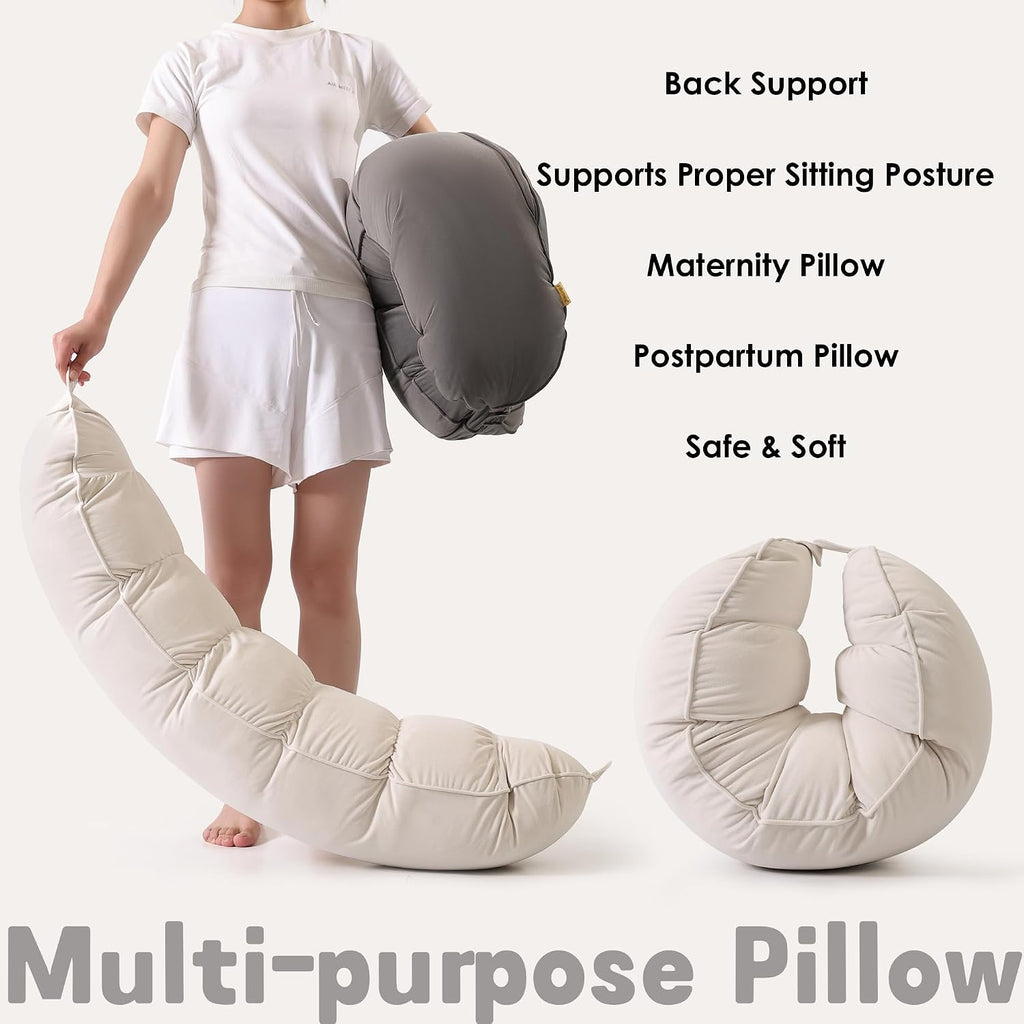 Peallow(Pat. Pend) – Long Round Body Pillow for Adults, Bolster Pillow for Sleeping, Soft and Supportive Pillow for Sleeping & Lumbar…
