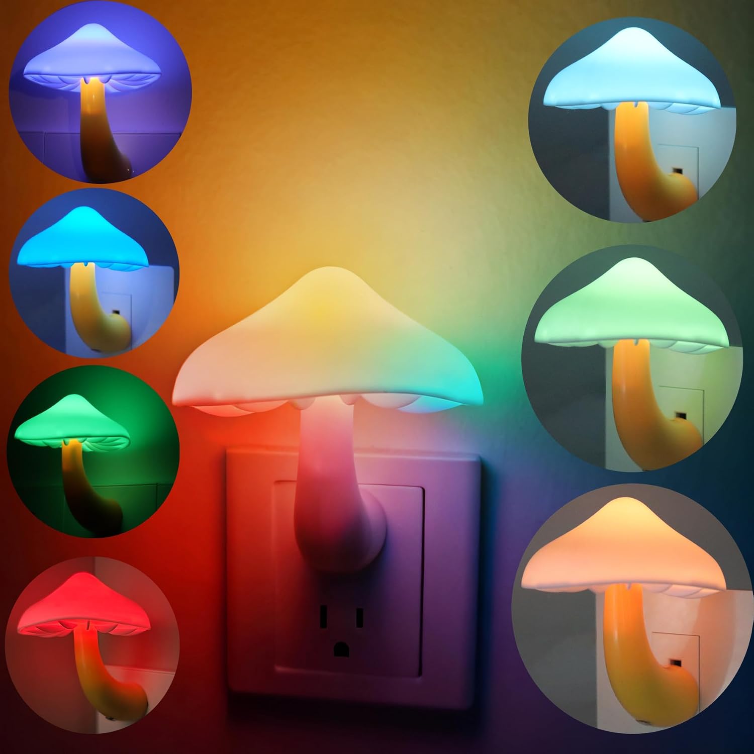 APAKI LED Mushroom Night Light Plug in Lamp, Light Sensor Night Lights Plug into Wall, Dusk to Dawn Sensor NightLight for Adults Kid…