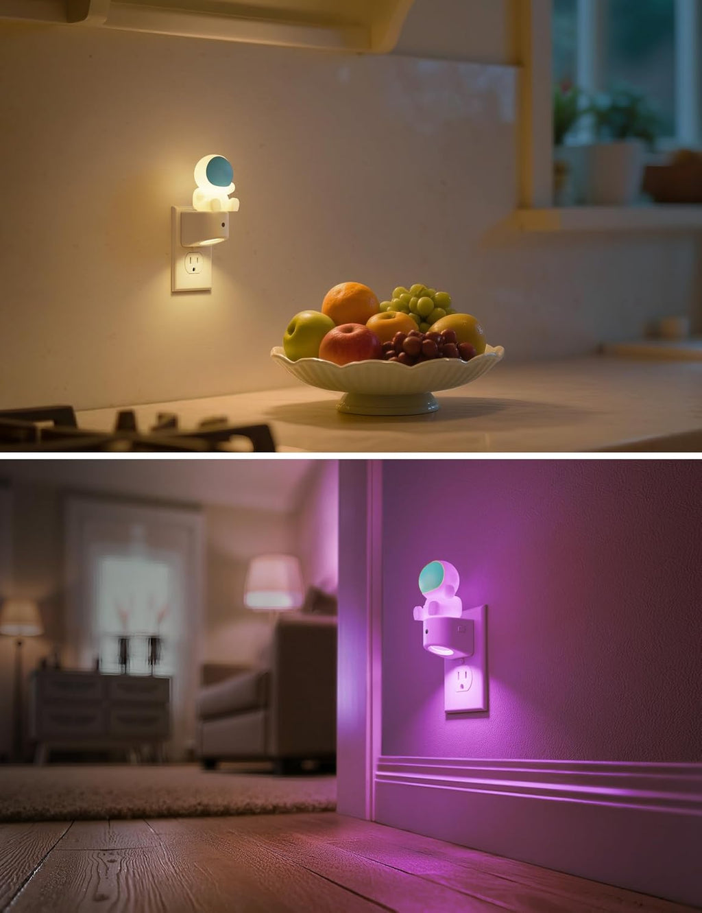 L LOHAS LED Night Light for Kids, 3D Space Night Light Plug in, Dusk to Dawn Nursery Night Lights, RGB+Soft White 3000K, 3 Lighting…