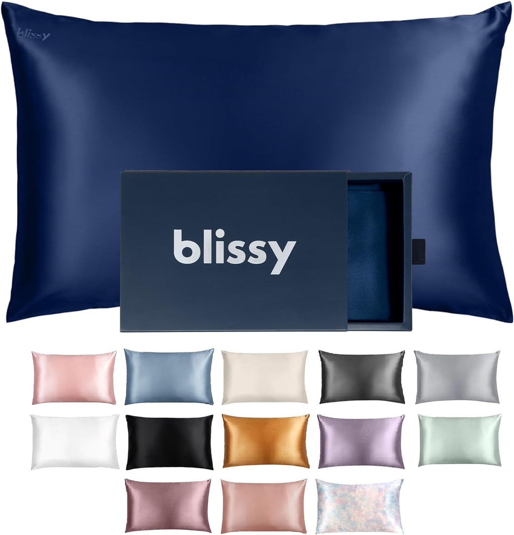 Blissy Silk Pillowcase - 100% Pure Mulberry Silk - 22 Momme 6A High-Grade Fibers - Silk Pillow Cover for Hair & Skin - Regular, Queen &…