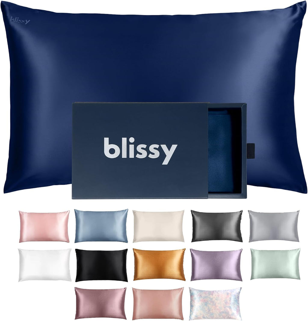 Blissy Silk Pillowcase - 100% Pure Mulberry Silk - 22 Momme 6A High-Grade Fibers - Silk Pillow Cover for Hair & Skin - Regular, Queen &…