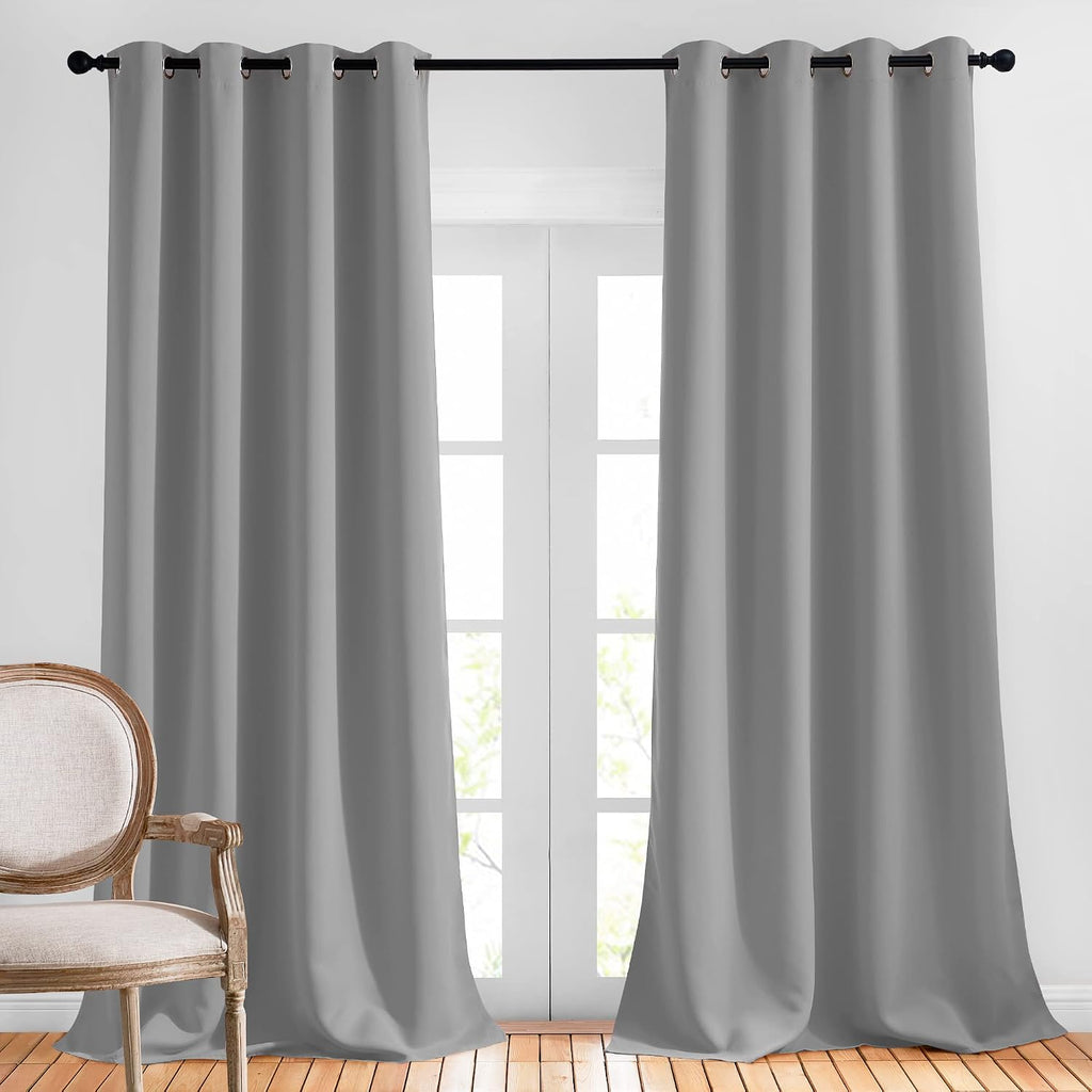 Nicetown Bedroom Blackout Curtains Panels - Triple Weave Energy Saving Thermal Insulated Solid Grommet Blackout Draperies for Patio (1 Pair…