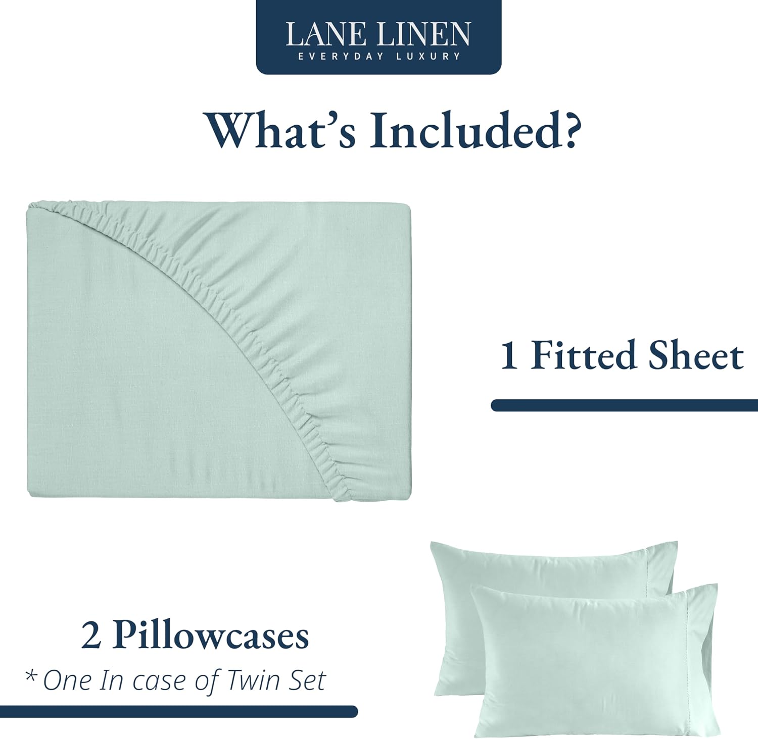 LaneLinen LANE LINEN Twin XL Size Fitted Sheet & Pillowcase (No Flat Sheet) - 100% Organic Cotton Soft & Breathable Percale Weave Fitted Sh…