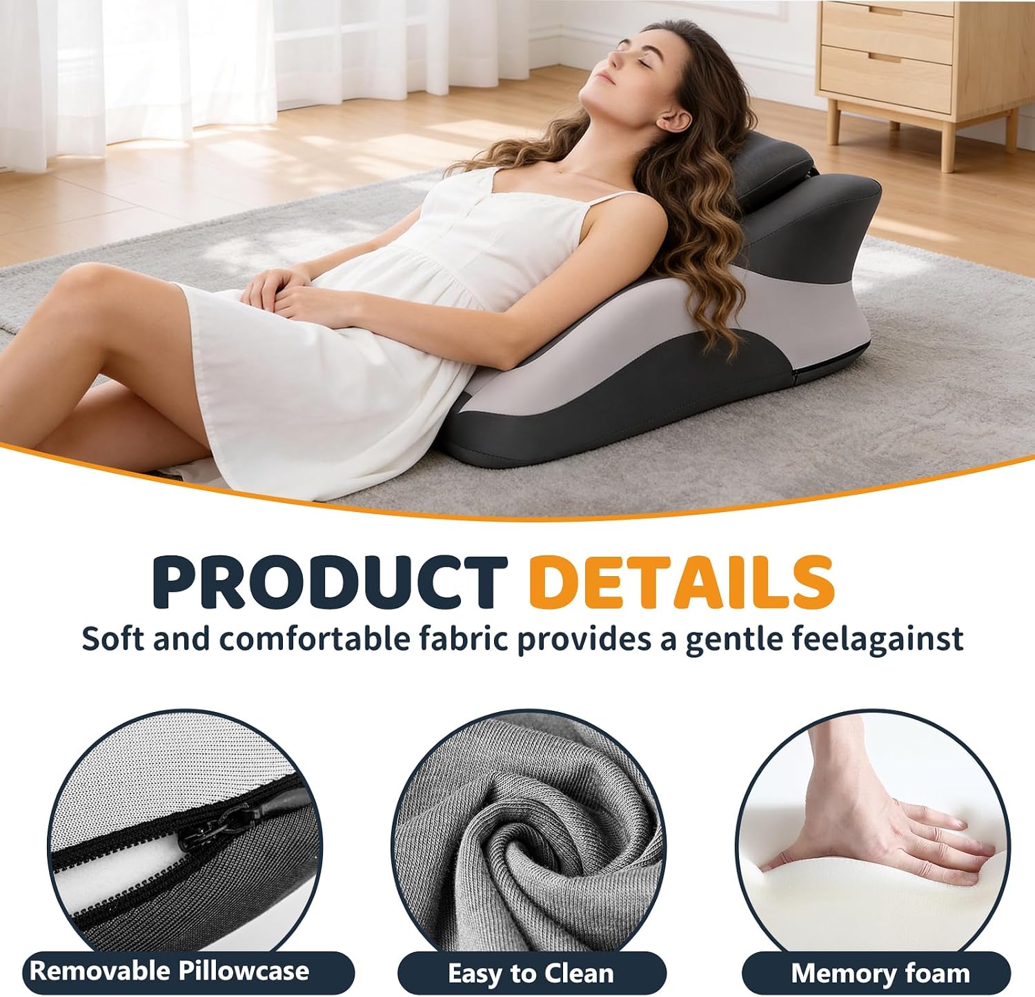 pzvdsog Memory Foam Ergonomic Wedge Pillow, Prone Pillow for Sleeping, Squat Pillow, Reading Pillow for Bed, Ideal for Massage, with…