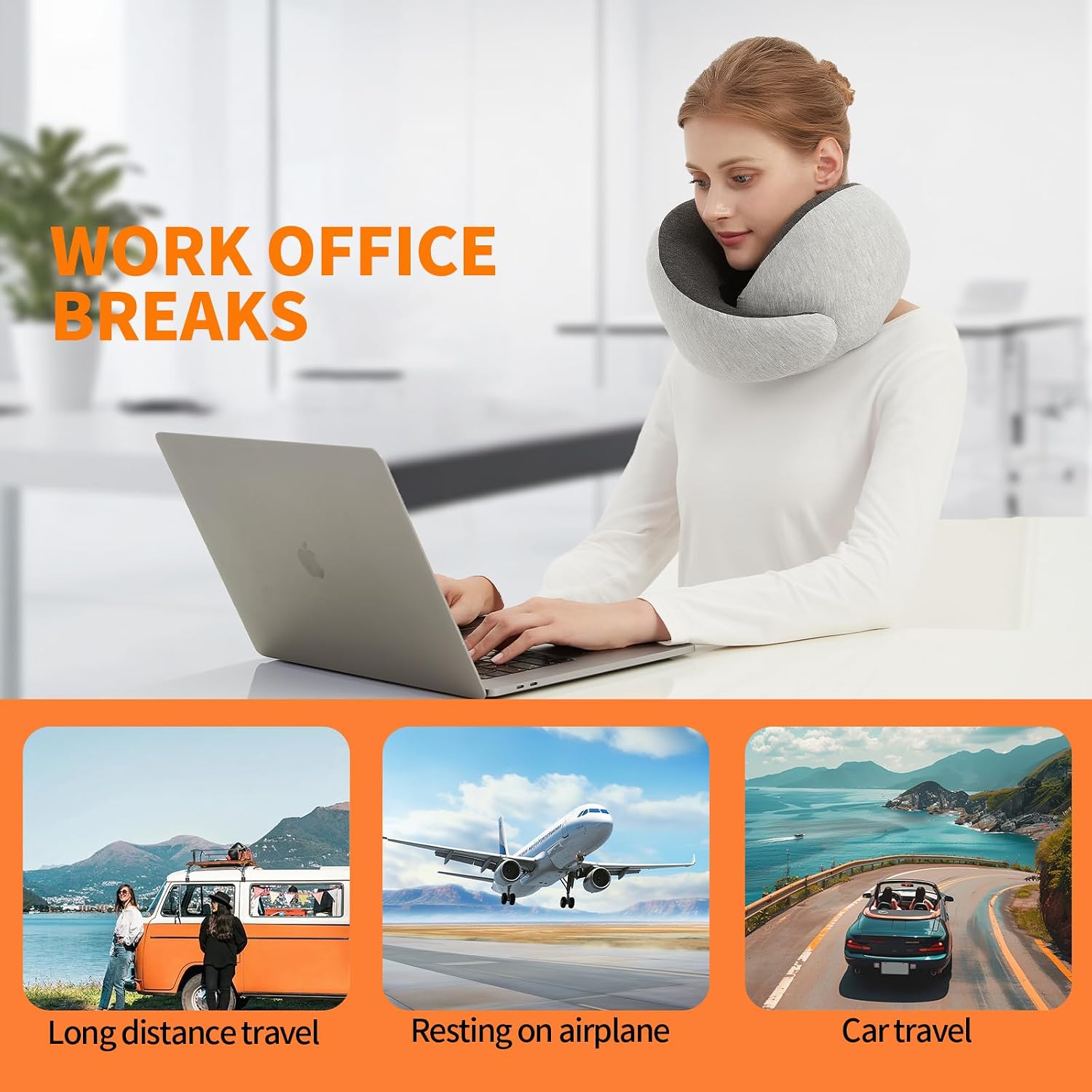 RKADIR Travel Neck Pillow Airplane, Memory Foam Travel Pillows for Comfort on Sleeper Hold Compact and Ergonomic Design for Travelin…