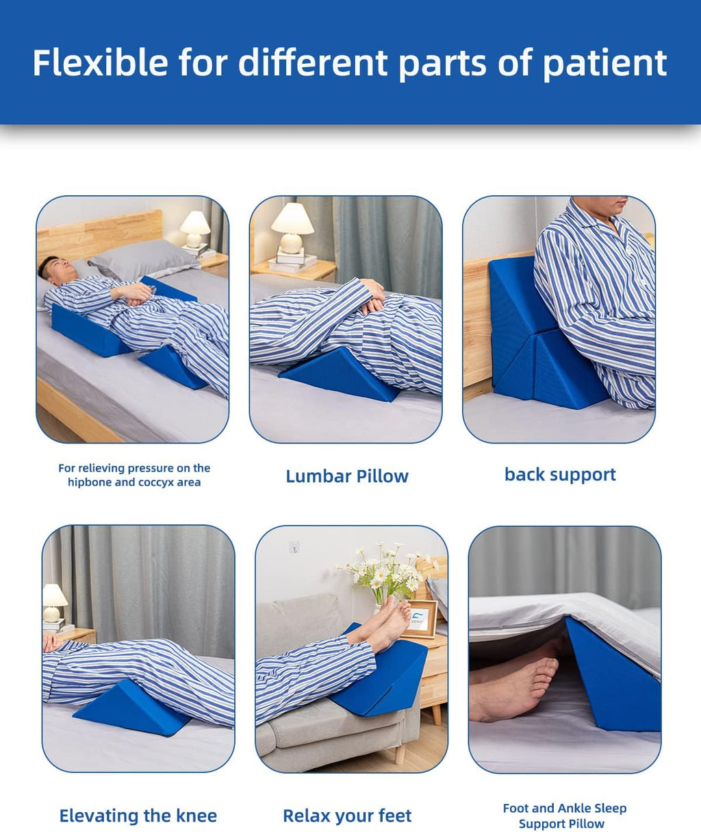 Fanwer Positioning Wedge Pillow for Side Sleeping (3 in 1), 40 Degree Triangle Bed Wedges & Body Positioners for Back Pain, Preventing Beds…