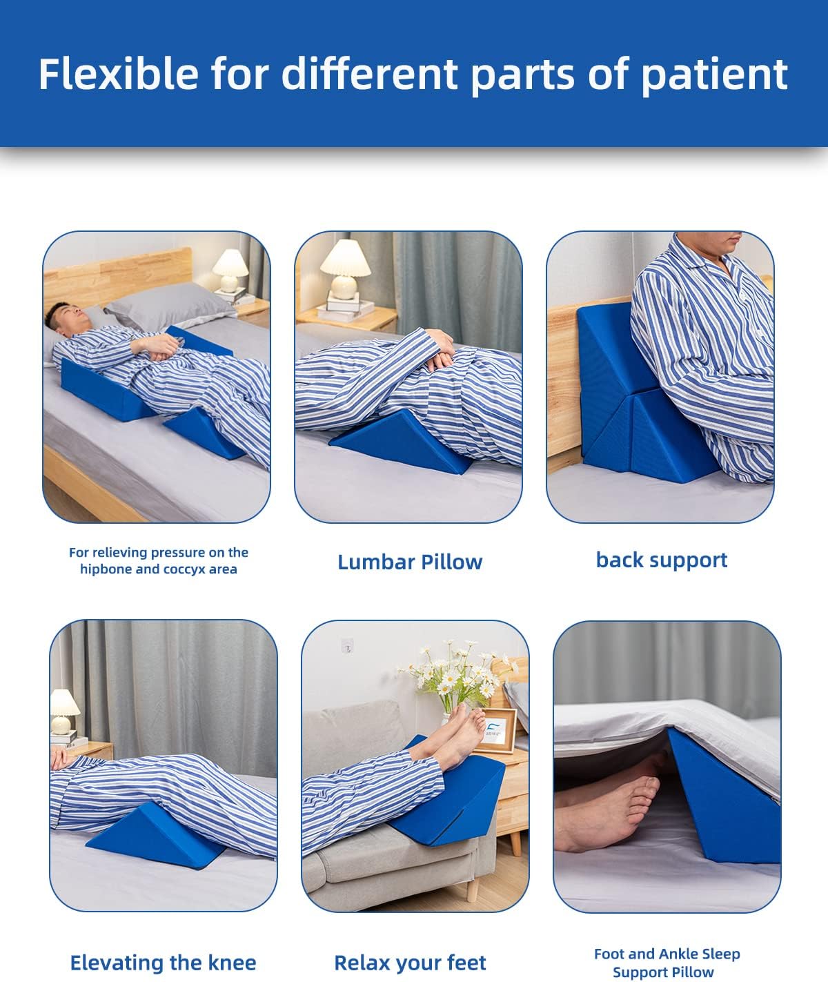 Fanwer Positioning Wedge Pillow for Side Sleeping (3 in 1), 40 Degree Triangle Bed Wedges & Body Positioners for Back Pain, Preventing Beds…