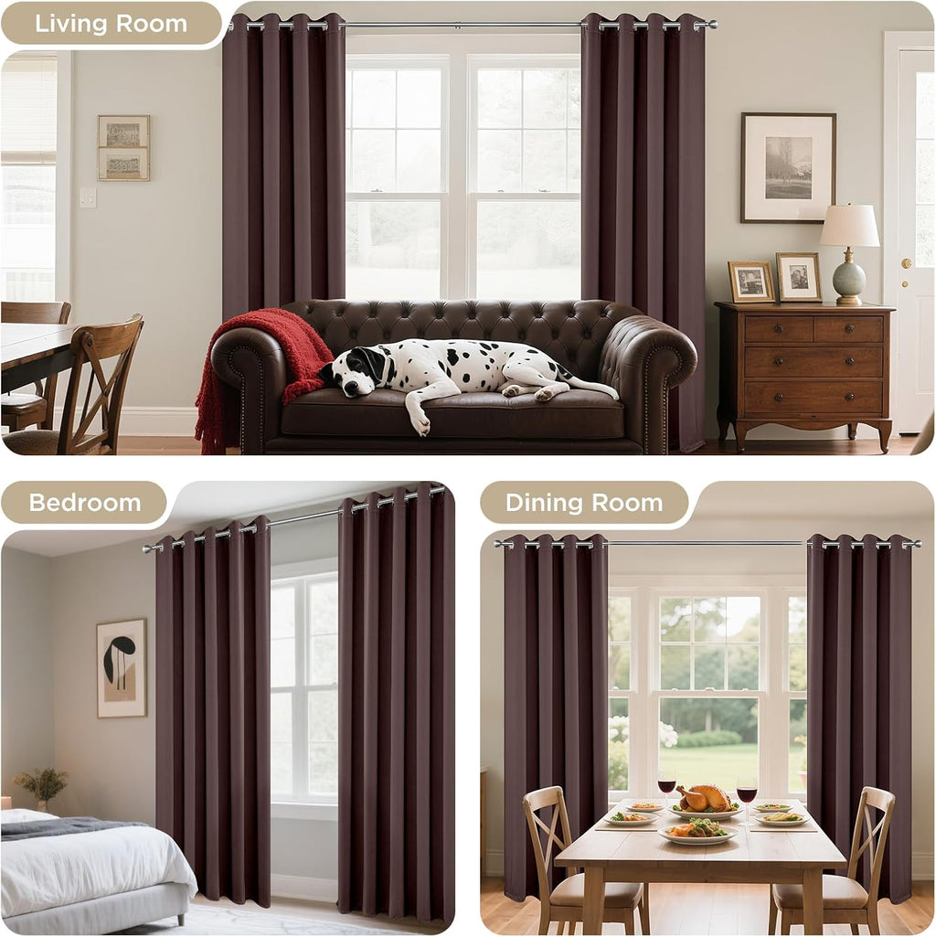 Joydeco Blackout Curtains 84 Inch Length 2 Panels Set, Thermal Insulated Long Curtains& Drapes 2 Burg, Room Darkening Grommet Drapes for Li…
