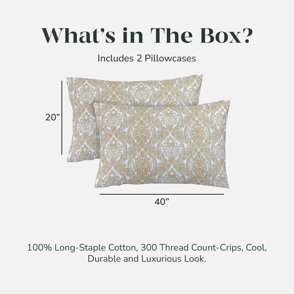 FEATHER & STITCH NEW YORK 100% Cotton 2 Piece King Pillow Cases, 300TC Ultra-Soft Pillowcases with Envelope Closure, Wrinkle- Fade- Stain…