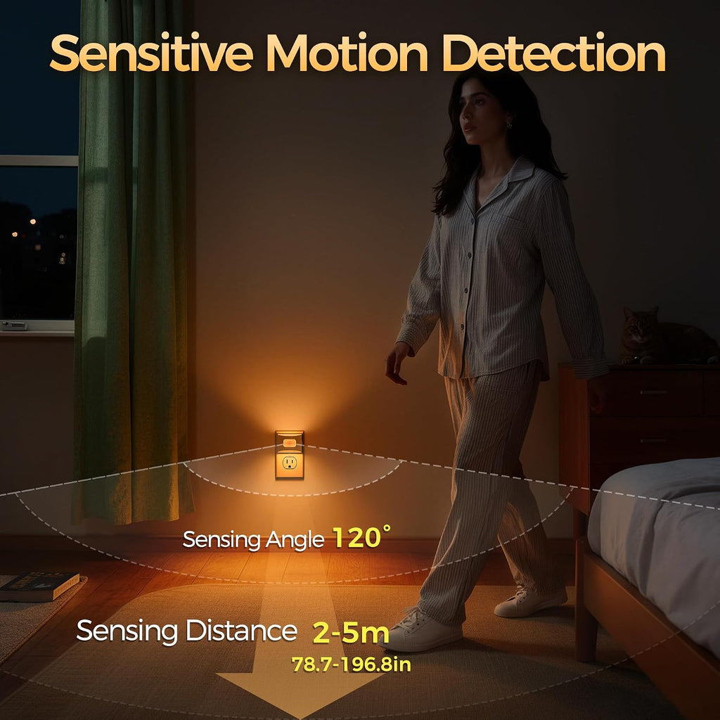 DORESshop LED Night Light[2 Pack], Night Lights Plug into Wall, Dimmable Plug in Night Light with Motion Sensor, Dusk to Dawn Sensor…