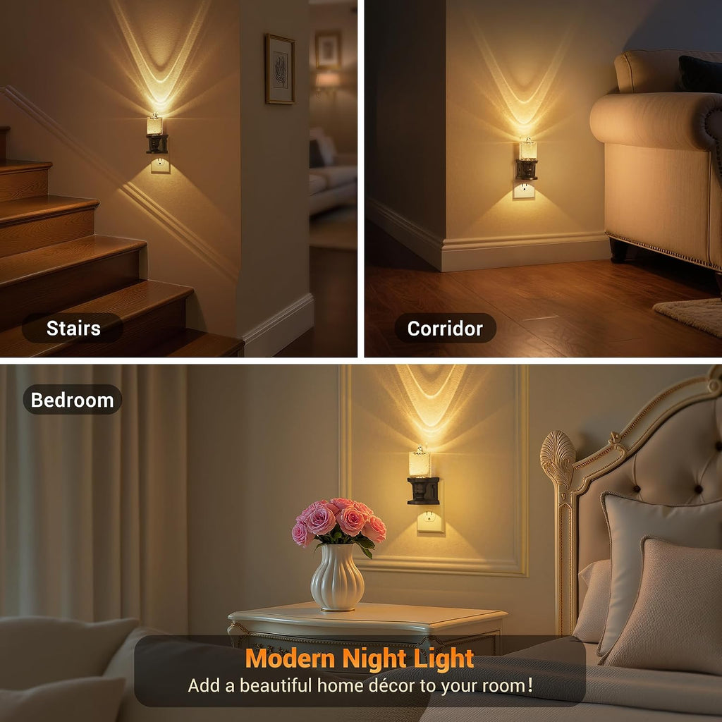JandCase Night Light, Candle Night Lights Plug into Wall, 2 Pack Flameless Flickering Candle Nightlight, 0-100LM Dimmable LED…