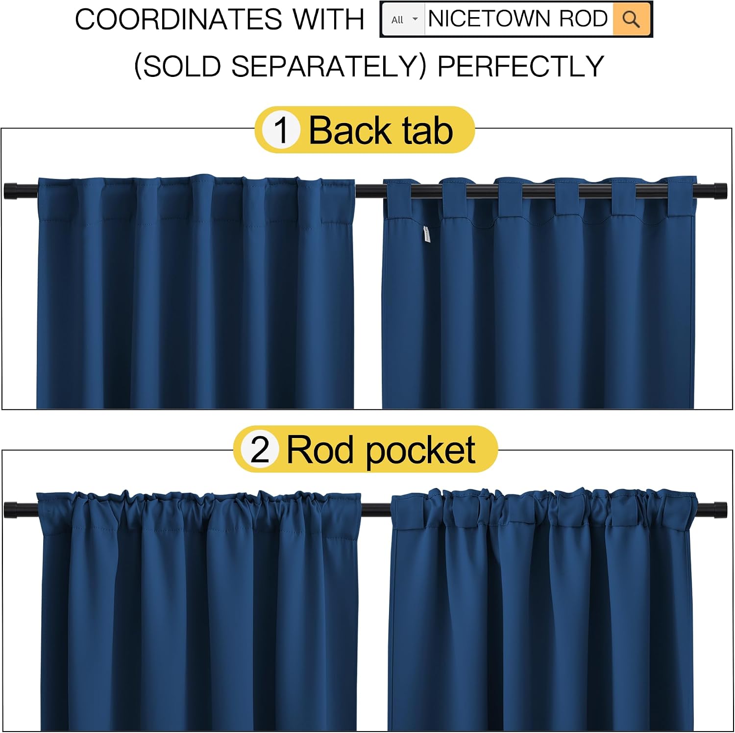 NICETOWN RV Curtains for Camper Windows - (Moroccan Blue Color) 34x54 Inch, 2 Panels Set, Thermal Insulated Room Darkening Blackout…