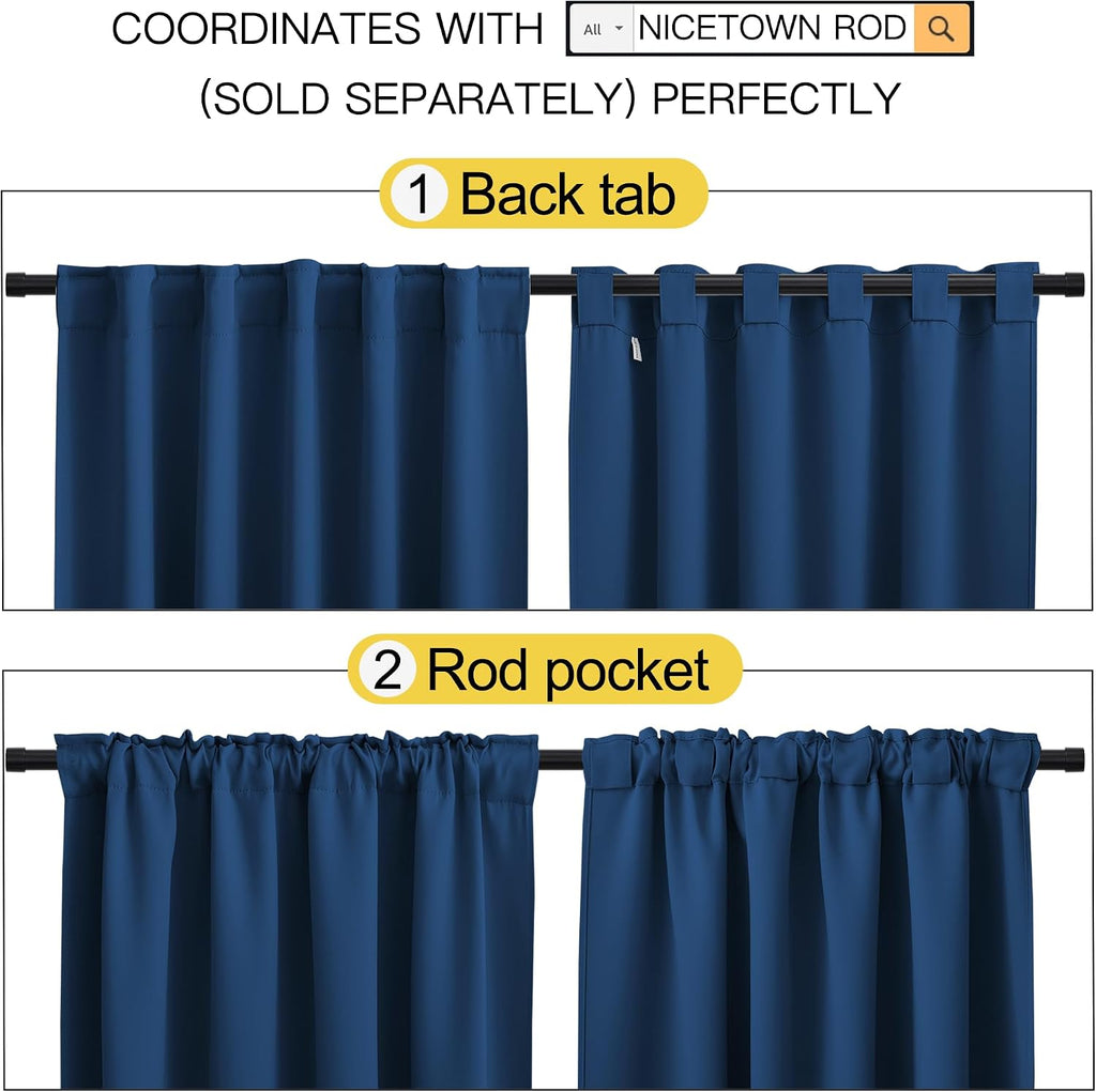NICETOWN RV Curtains for Camper Windows - (Moroccan Blue Color) 42x50 Inch, 2 Panels Set, Thermal Insulated Room Darkening Blackout…