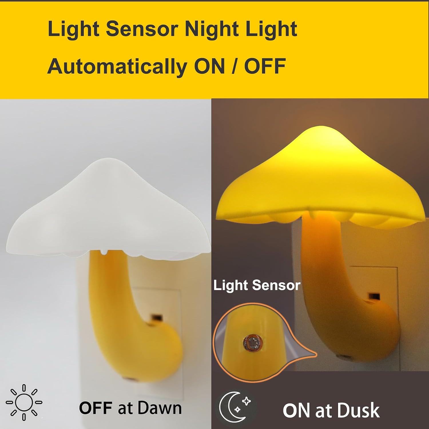 APAKI LED Mushroom Night Light Plug in Lamp, Light Sensor Night Lights Plug into Wall, Dusk to Dawn Sensor Night Light for Adults Ki…